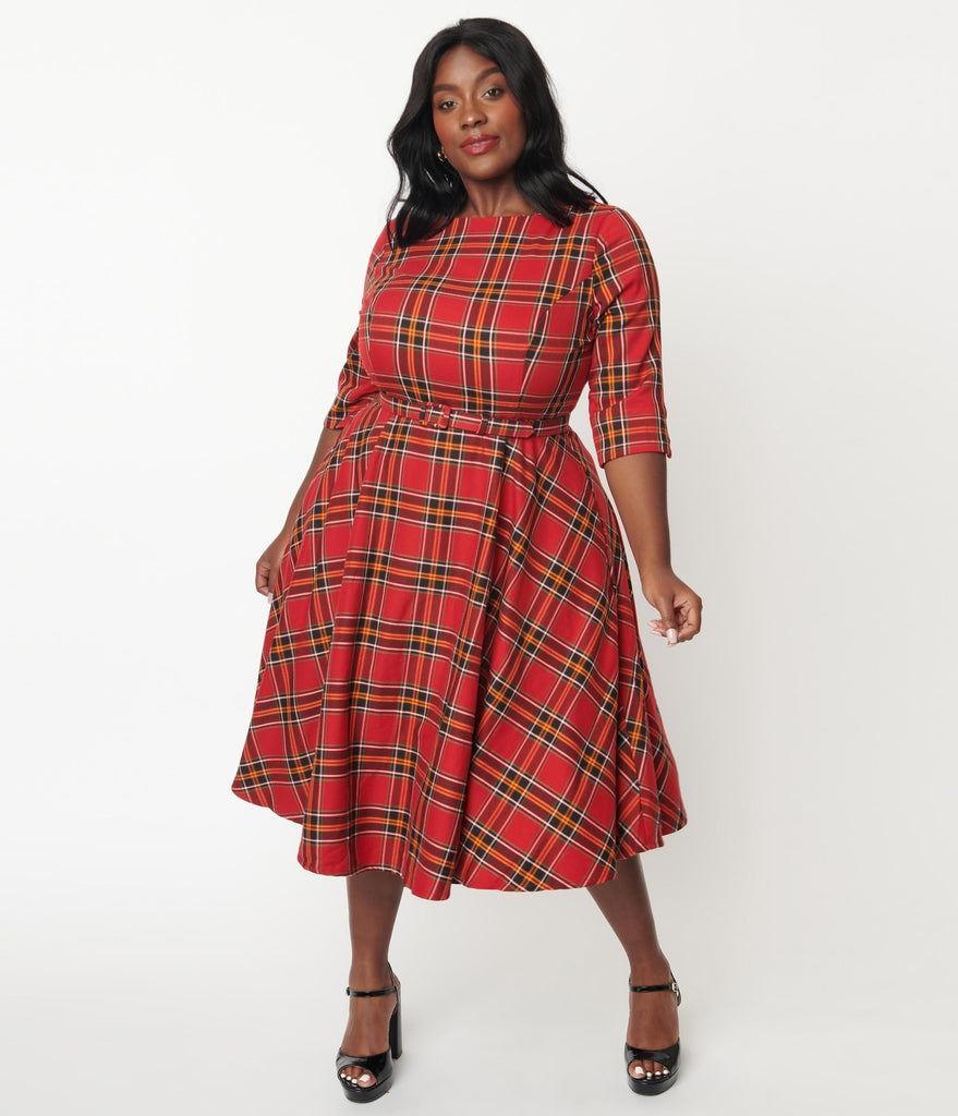 Collectif Plus Size Red Plaid Suzanne ...